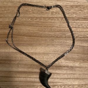 Gunmetal and Black Stone Necklace